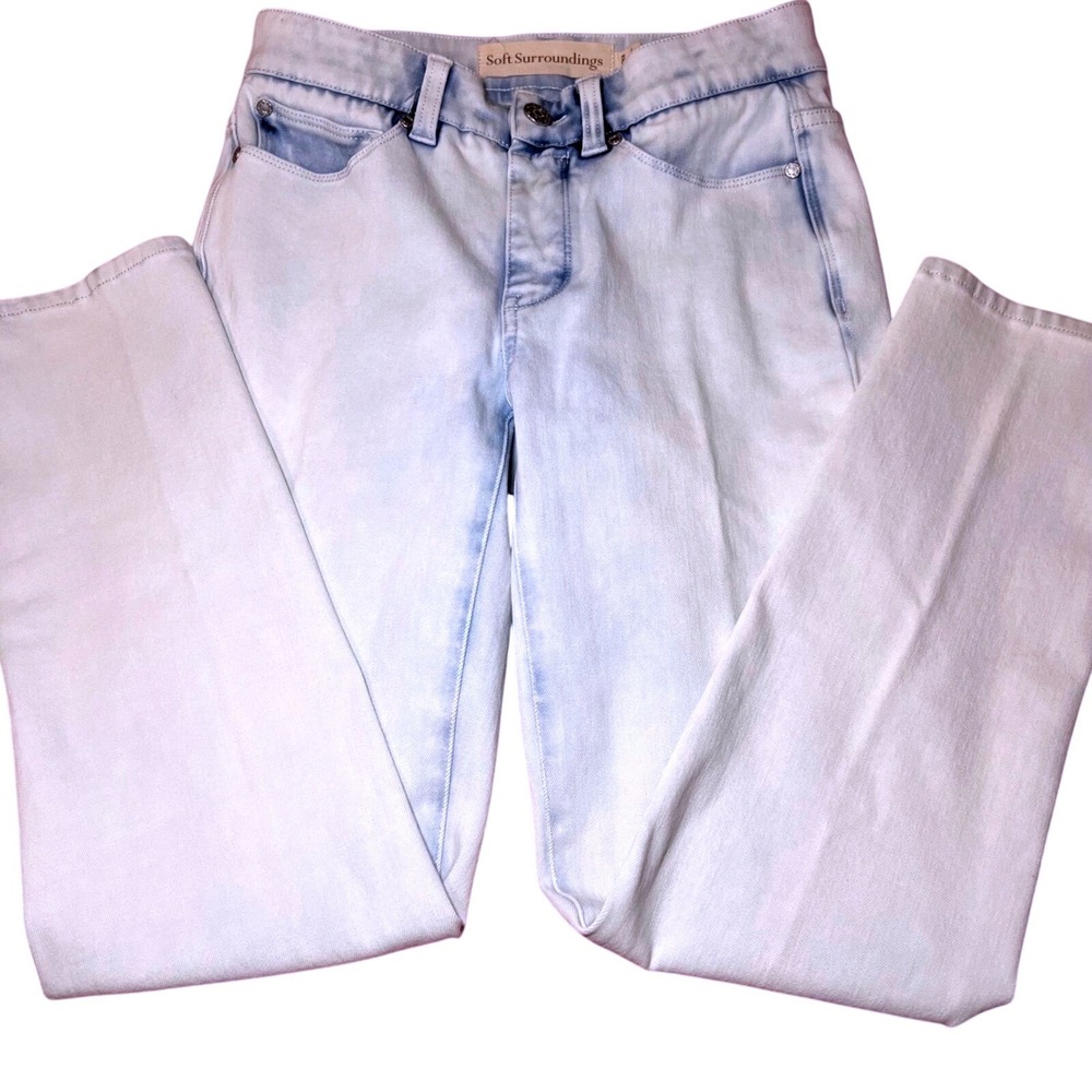 Soft Surroundings pale blue Wash Straight Leg Jeans PXS Blue High Rise